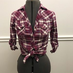 Maroon plaid button up